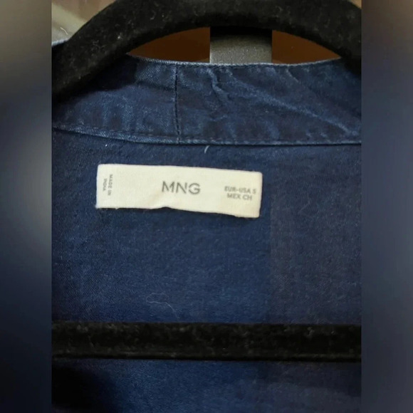 Mango Wrap Top Skirt Set Lyocell Chambray dark wash denim crop high waisted - Picture 3 of 12